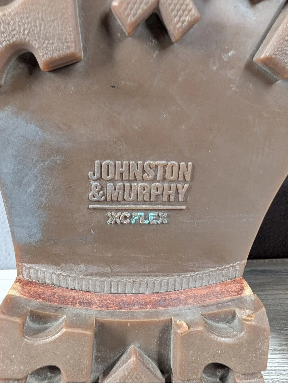 Johnston Murphy Mens 13M Brown Leather Cap Toe Brogue XC Flex Ankle Boots Lug
